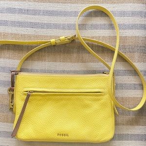Small, yellow Fossil crossbody purse